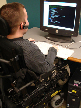 person using assistive technology